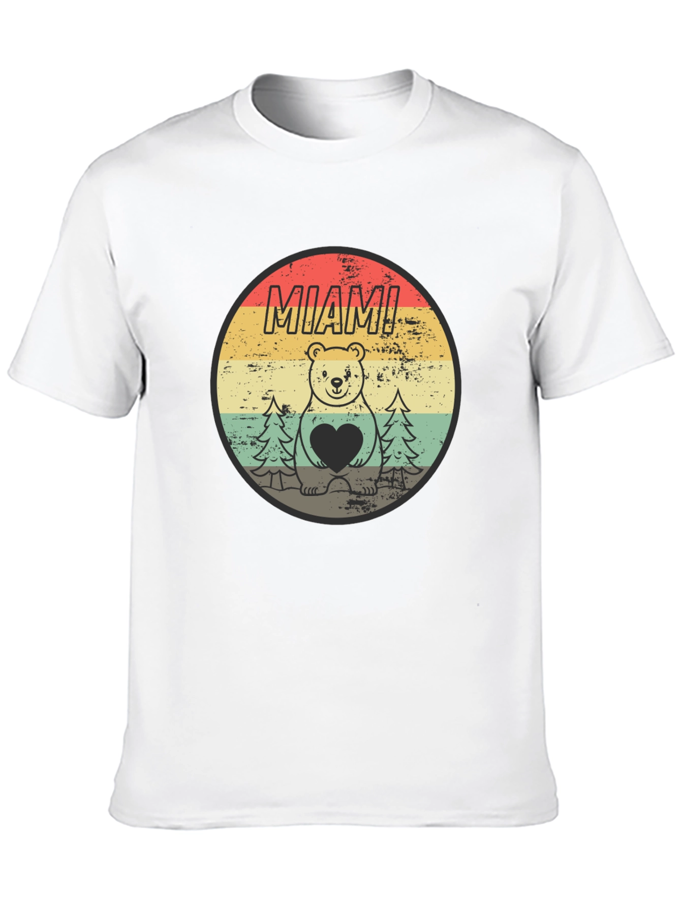 Black Miami Bear Heart Vintage Graphic T-Shirt view 10