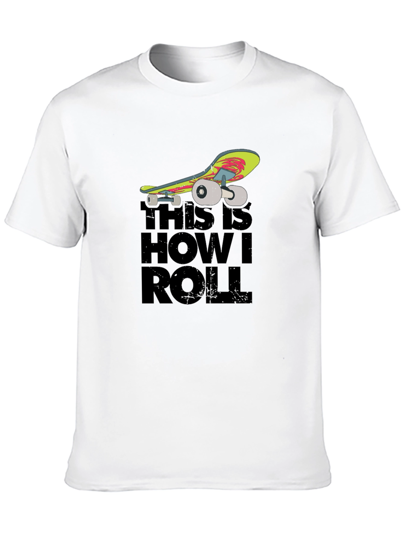 Black Skateboard Graphic T-Shirt - "This Is How I Roll" view 10