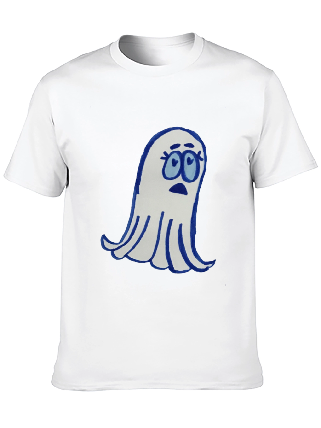 Black Spooky Cute Ghost Graphic Tee - Black Cotton Blend view 10