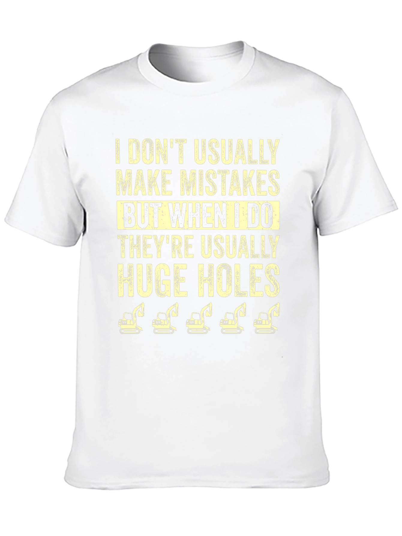 Black Funny "Huge Holes" Excavator Graphic T-Shirt view 10