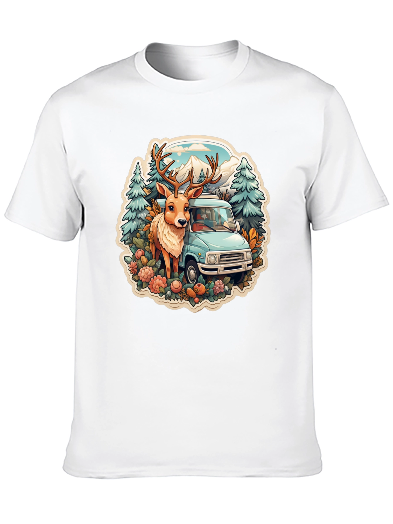 Black Deer & Camper Van Graphic Tee view 10