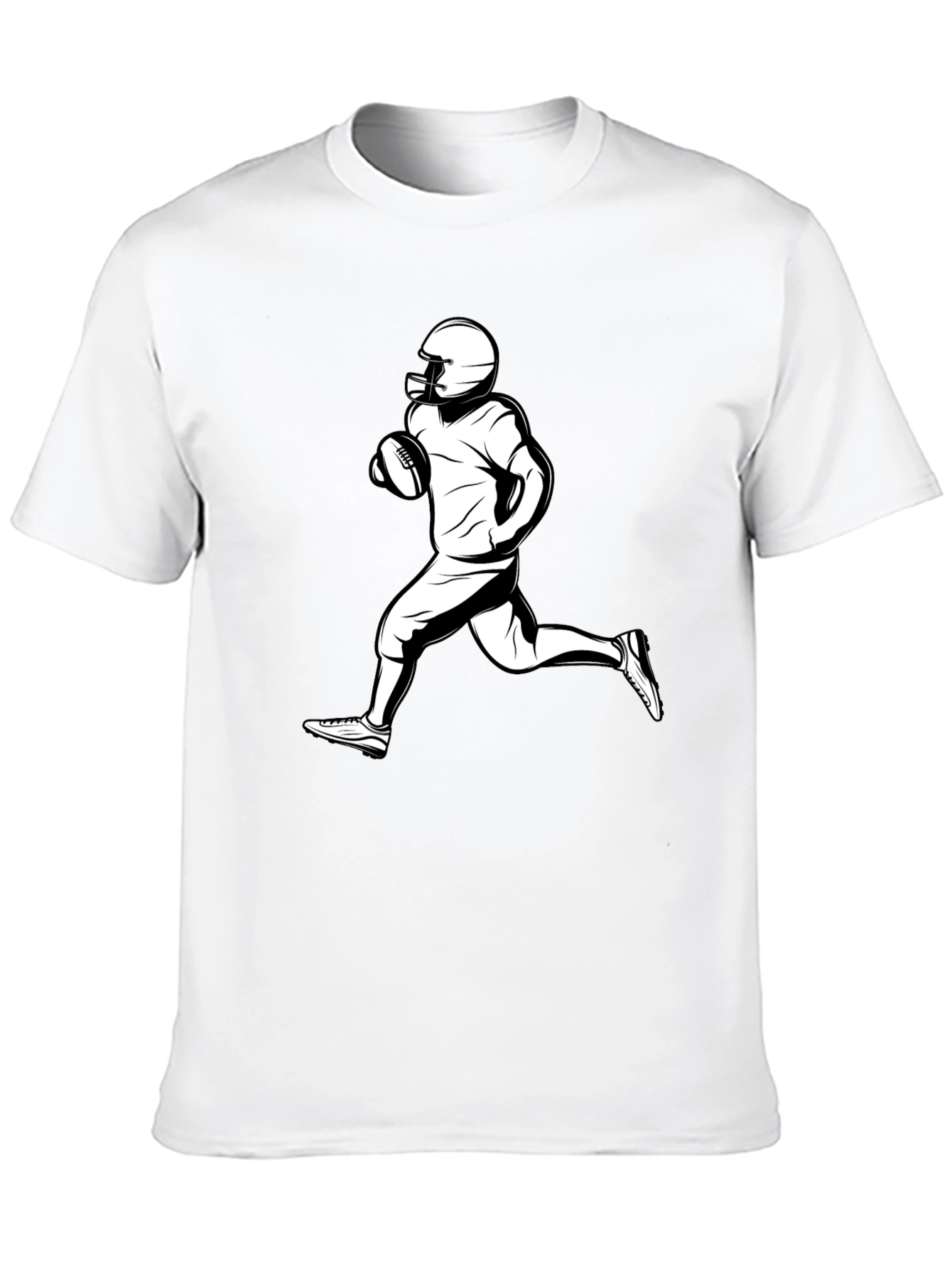 Black Football Player Graphic Tee - Black Cotton T-Shirt view 10