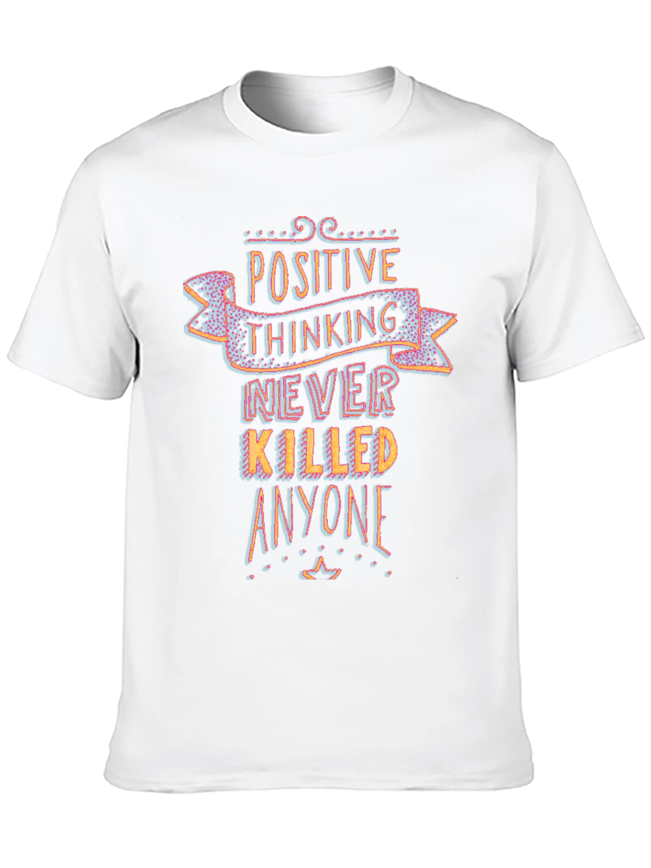 Black Positive Thinking T-Shirt - Never Killed Anyone Graphic Tee view 10