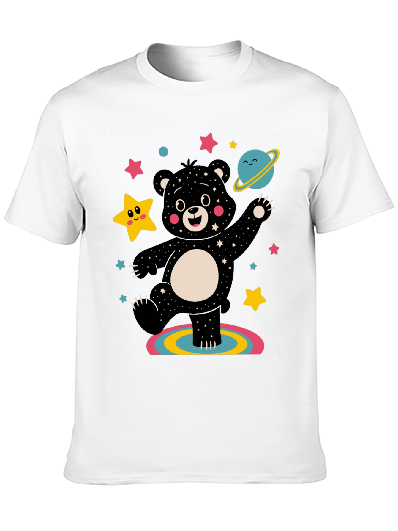 Black Cosmic Bear Graphic Tee - Black Unisex Shirt view 10