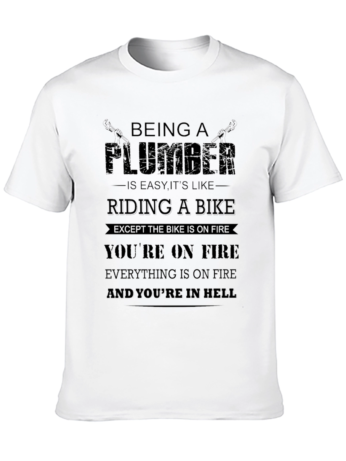 Black Funny Plumber T-Shirt: Riding a Bike in Hell view 10