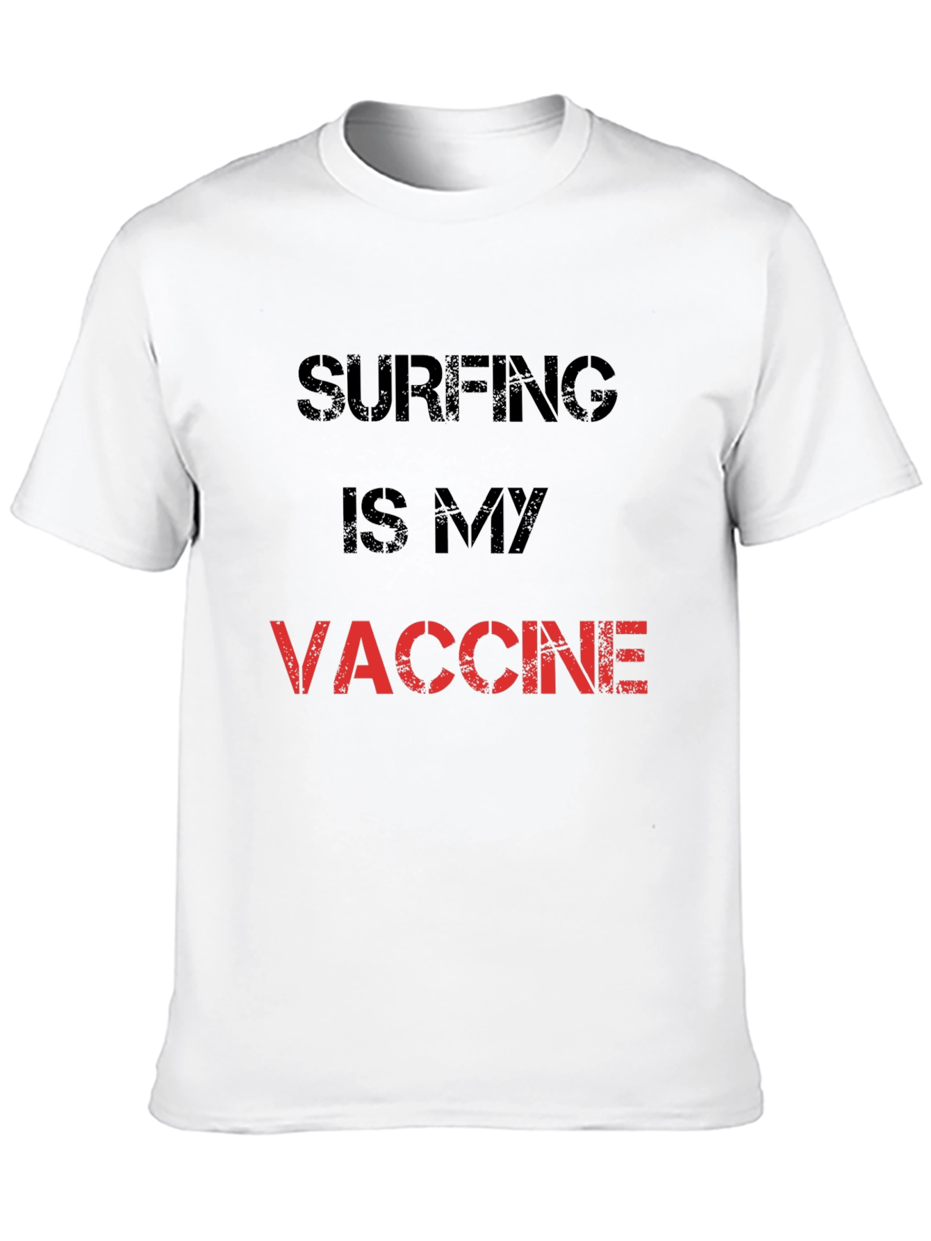 Black Surfing is My Vaccine T-Shirt - Black Cotton Tee view 10