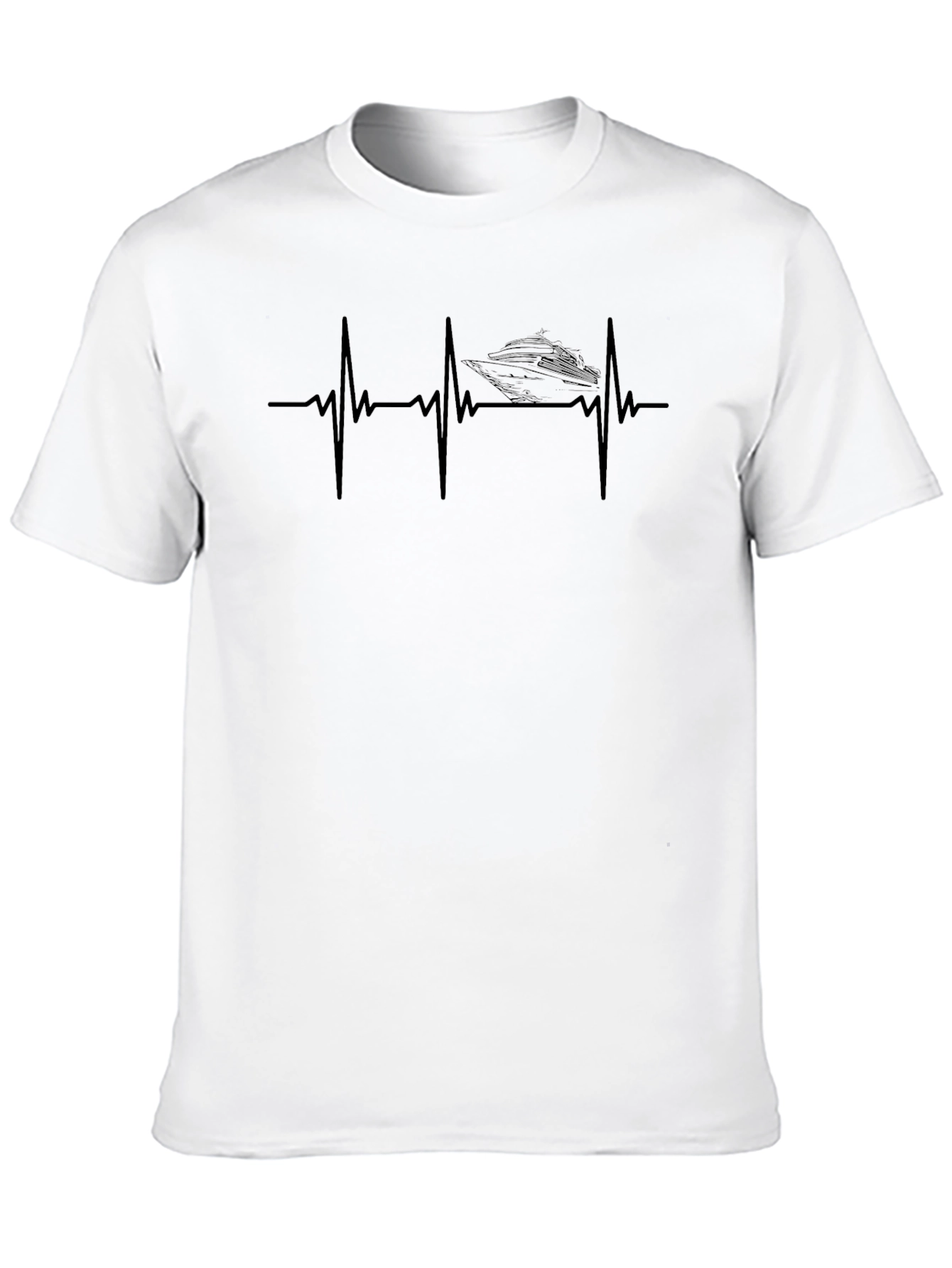 Black Boat Heartbeat Graphic Tee - Boating Lover T-Shirt view 10