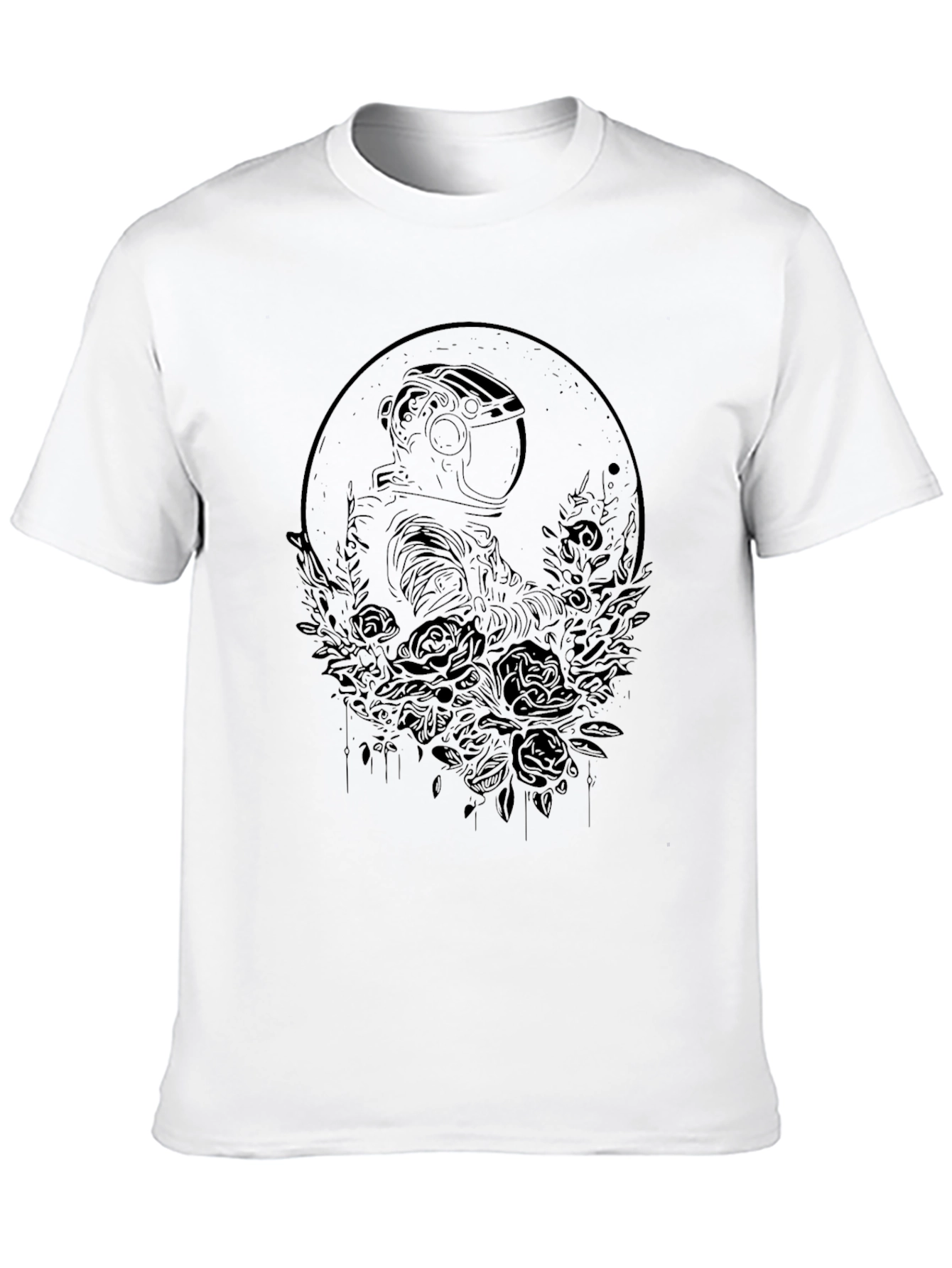 Black Astronaut & Roses Black Graphic Tee - Unisex view 10