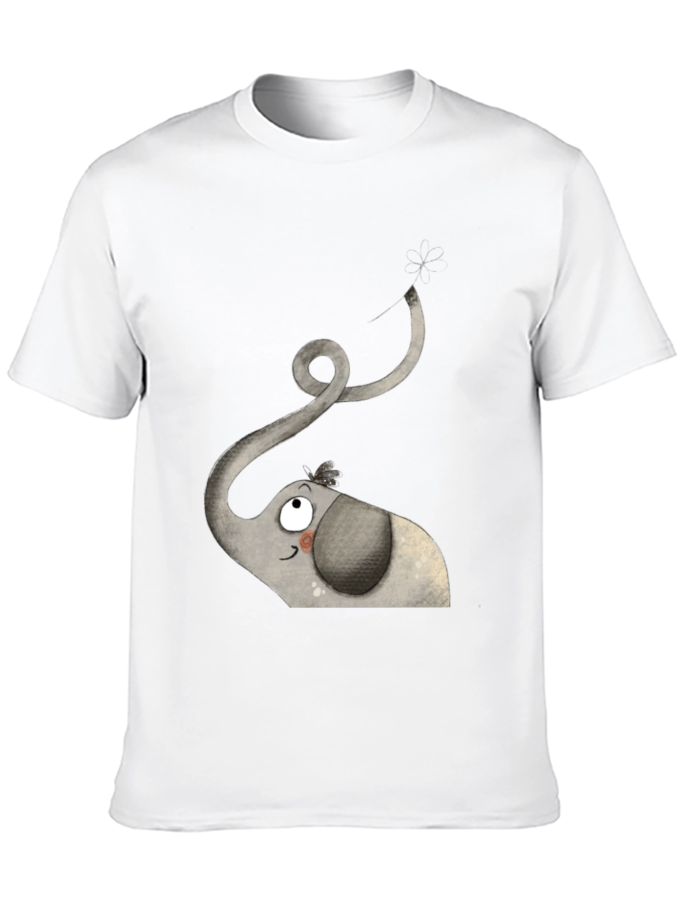 Black Elephant Cartoon Graphic Tee - Black Cotton Shirt view 10