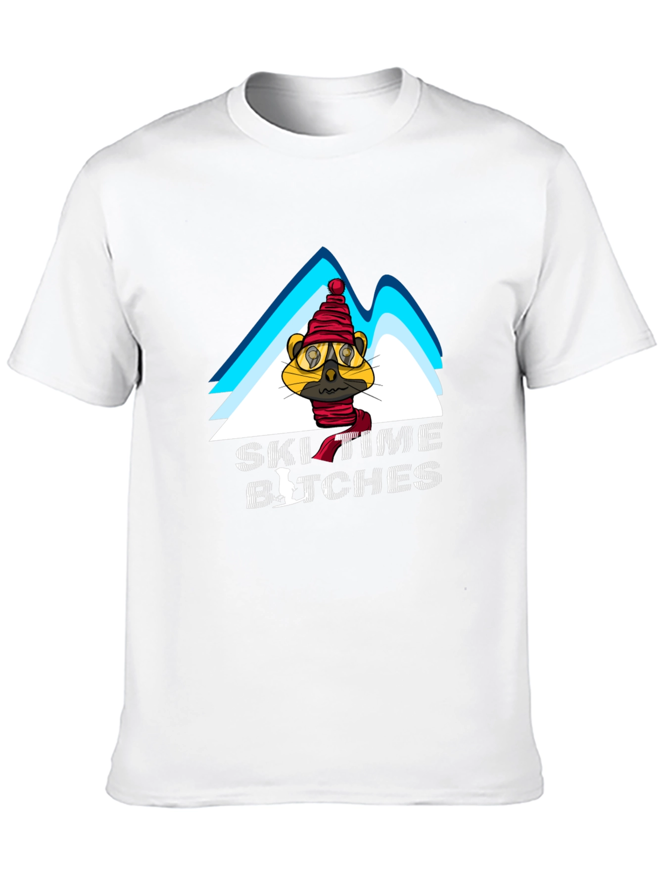 Black Ski Time Tee - Cartoon Animal Design view 10