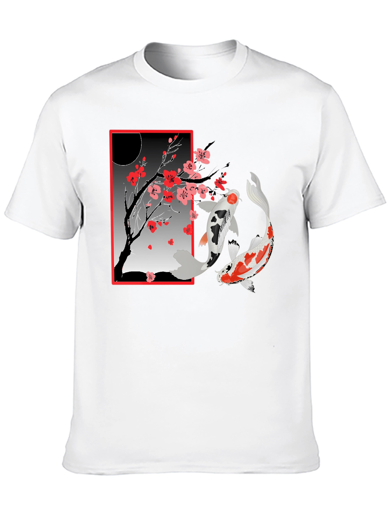 Black Koi Fish Cherry Blossom T-Shirt view 10