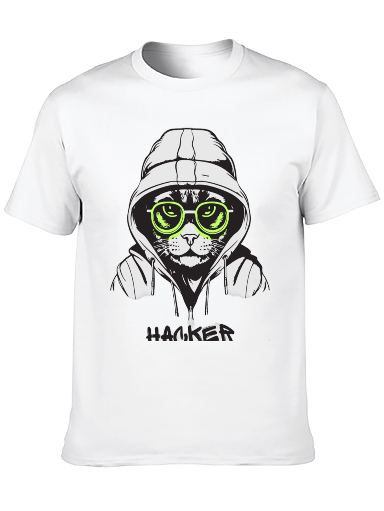Black Hacker Cat T-Shirt - Cool Graphic Tee view 10