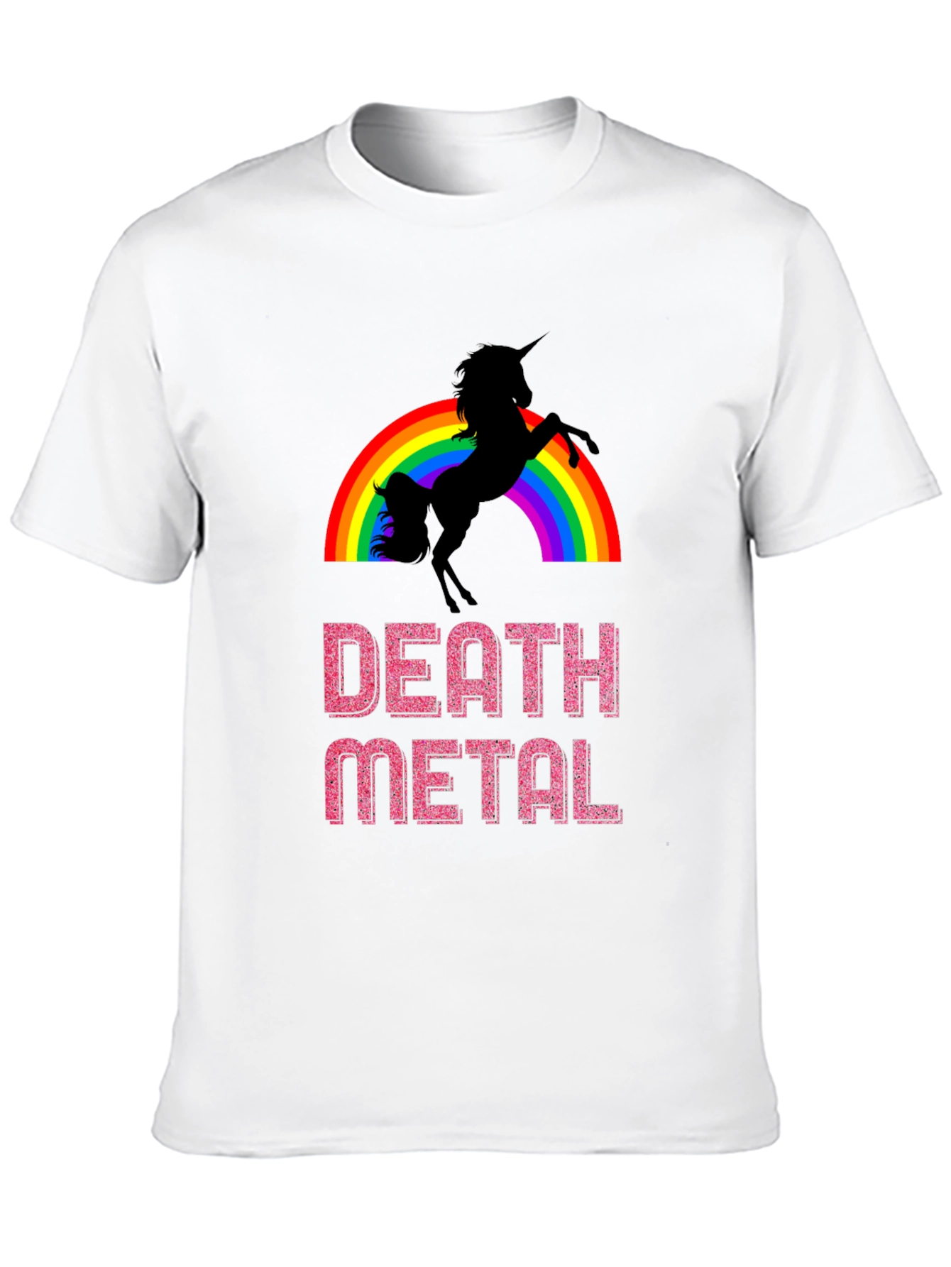 Black Death Metal Unicorn Rainbow Graphic Tee view 10