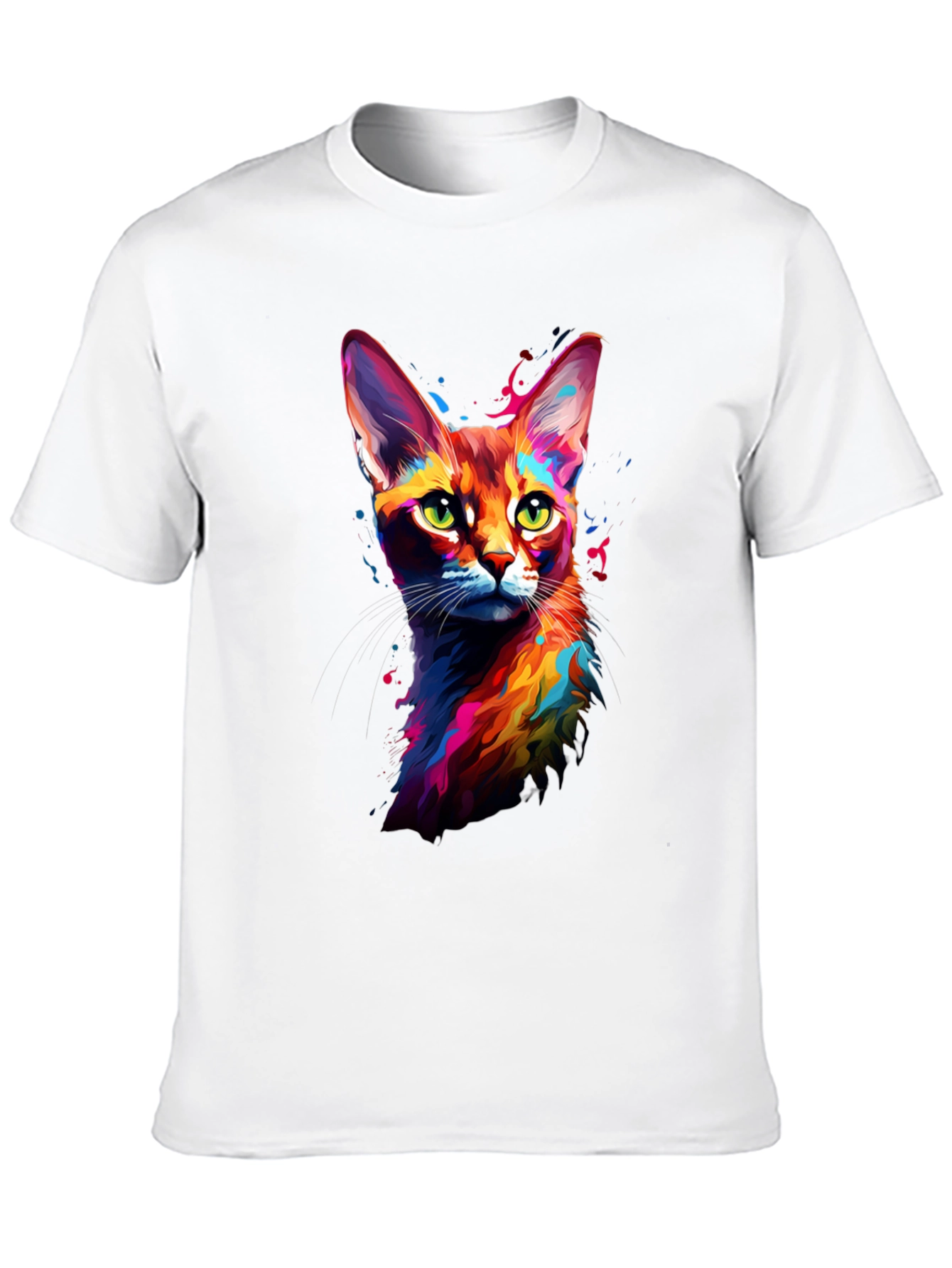 Black Vibrant Cat Art Black T-Shirt view 10