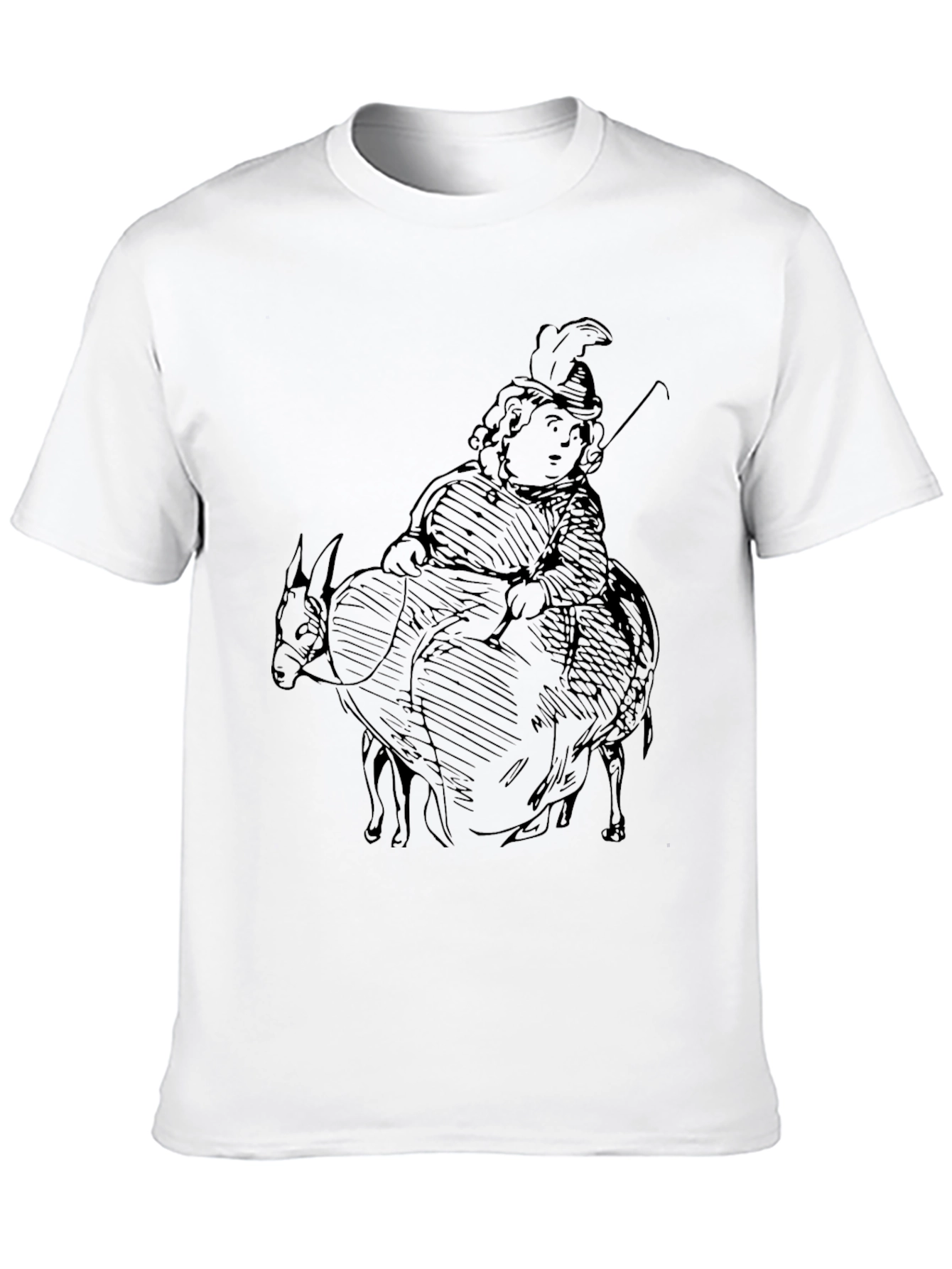 Black Men's Black T-Shirt with Humorous Donkey Rider Graphic view 10