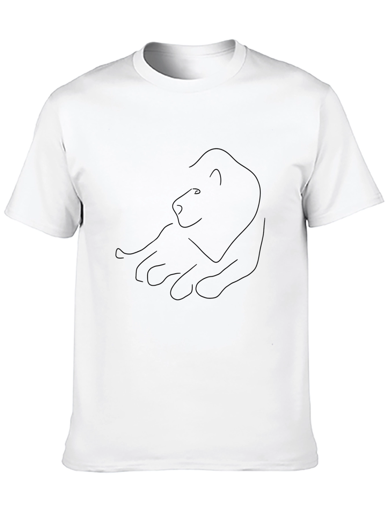 Black Minimalist Lion Outline Black Tee view 10