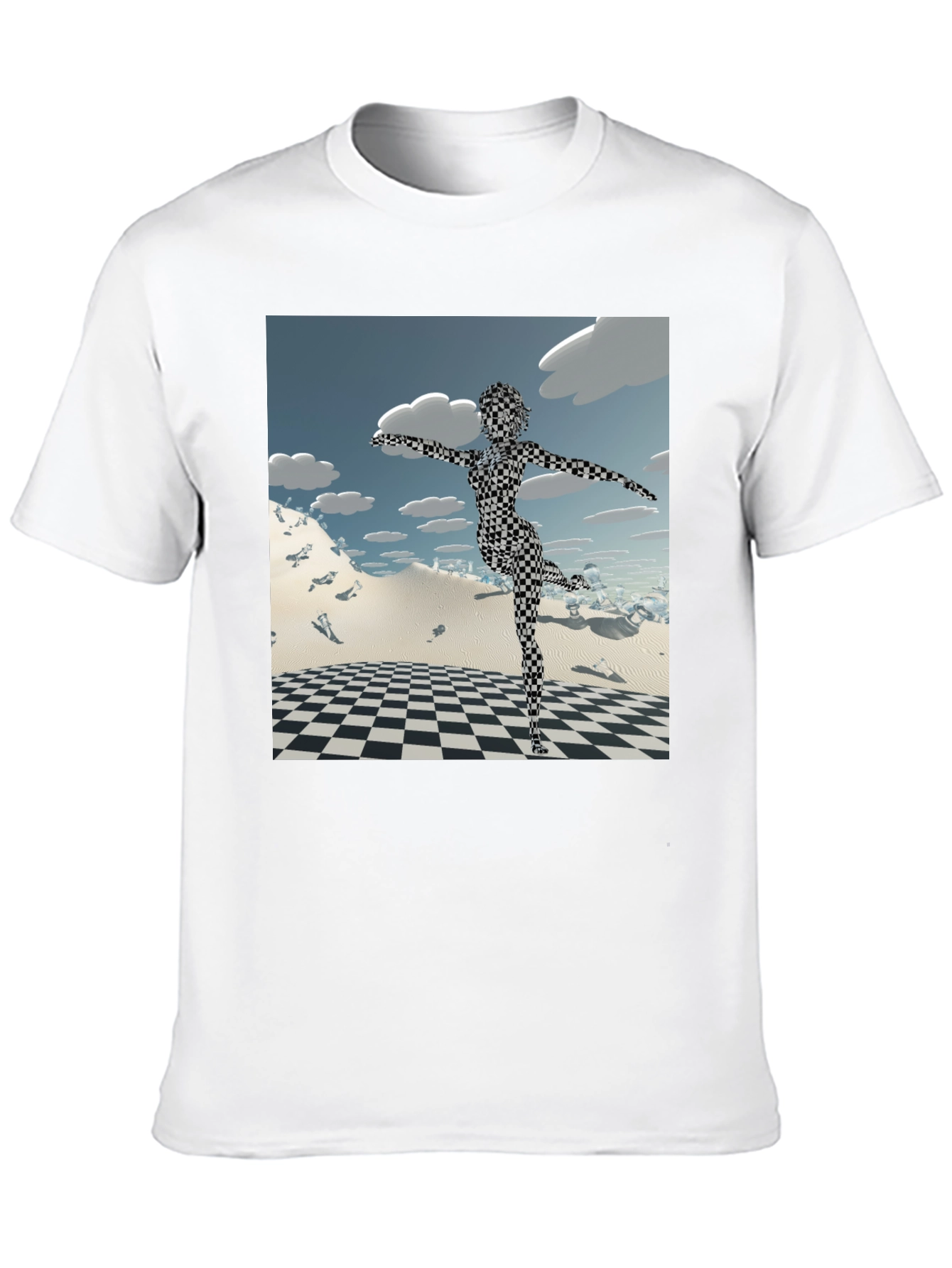 Black Abstract Black Tee: Checkered Figure view 10