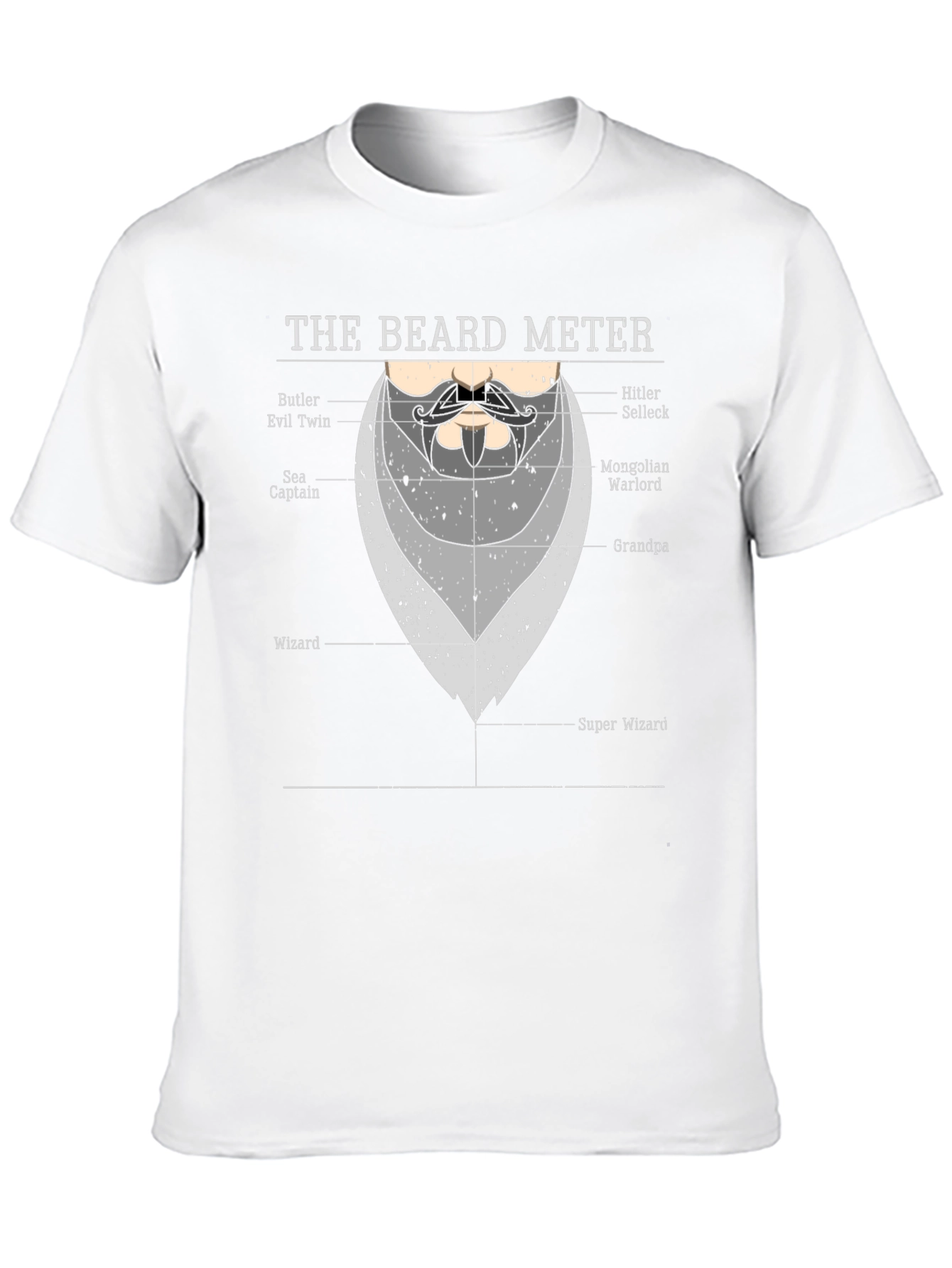 Black Beard Meter Graphic T-Shirt - Funny Beard Lover Tee view 10