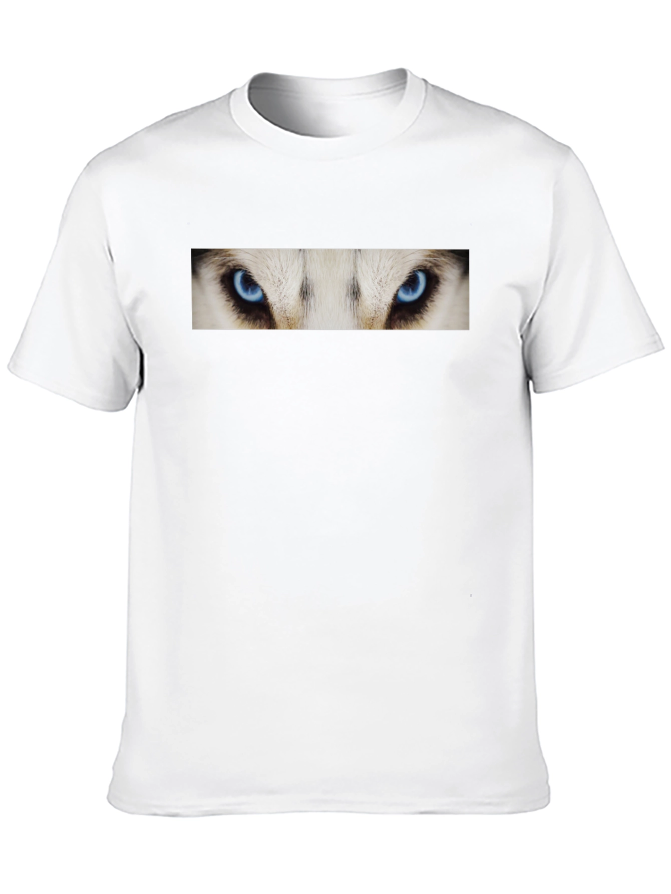 Black Black T-Shirt with Striking Wolf Eyes Graphic Print view 10
