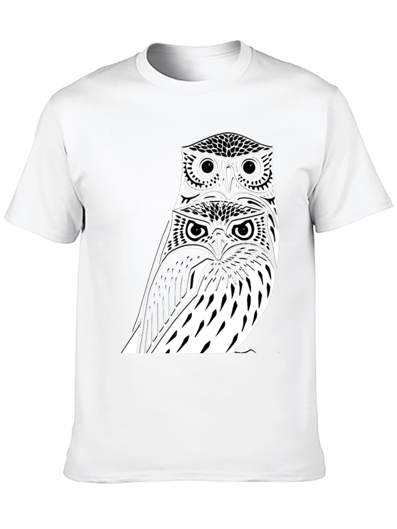 Black Stacked Owl Graphic Tee - Black Cotton Blend view 10