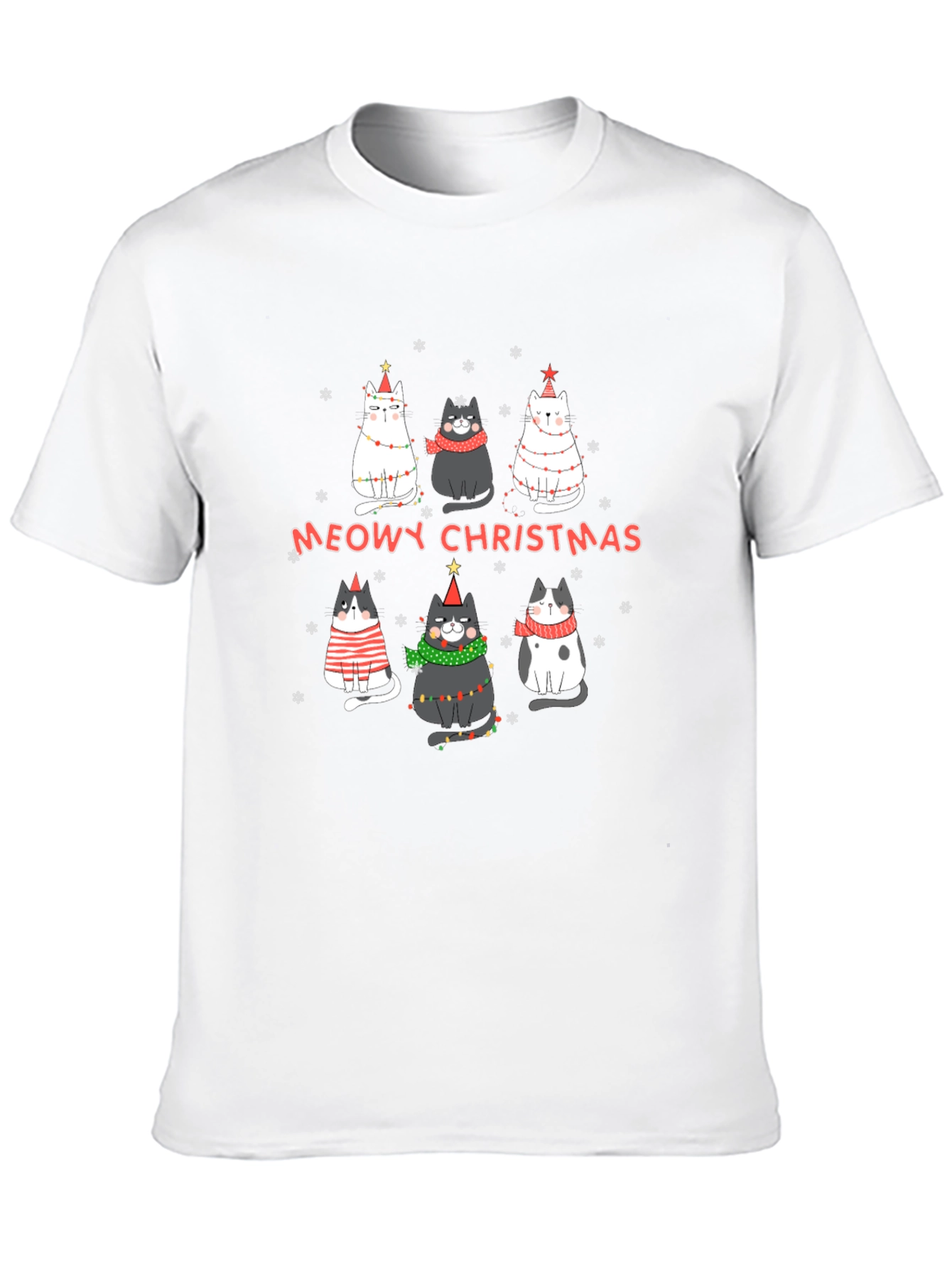 Black Meowy Christmas Cats Graphic T-Shirt view 10