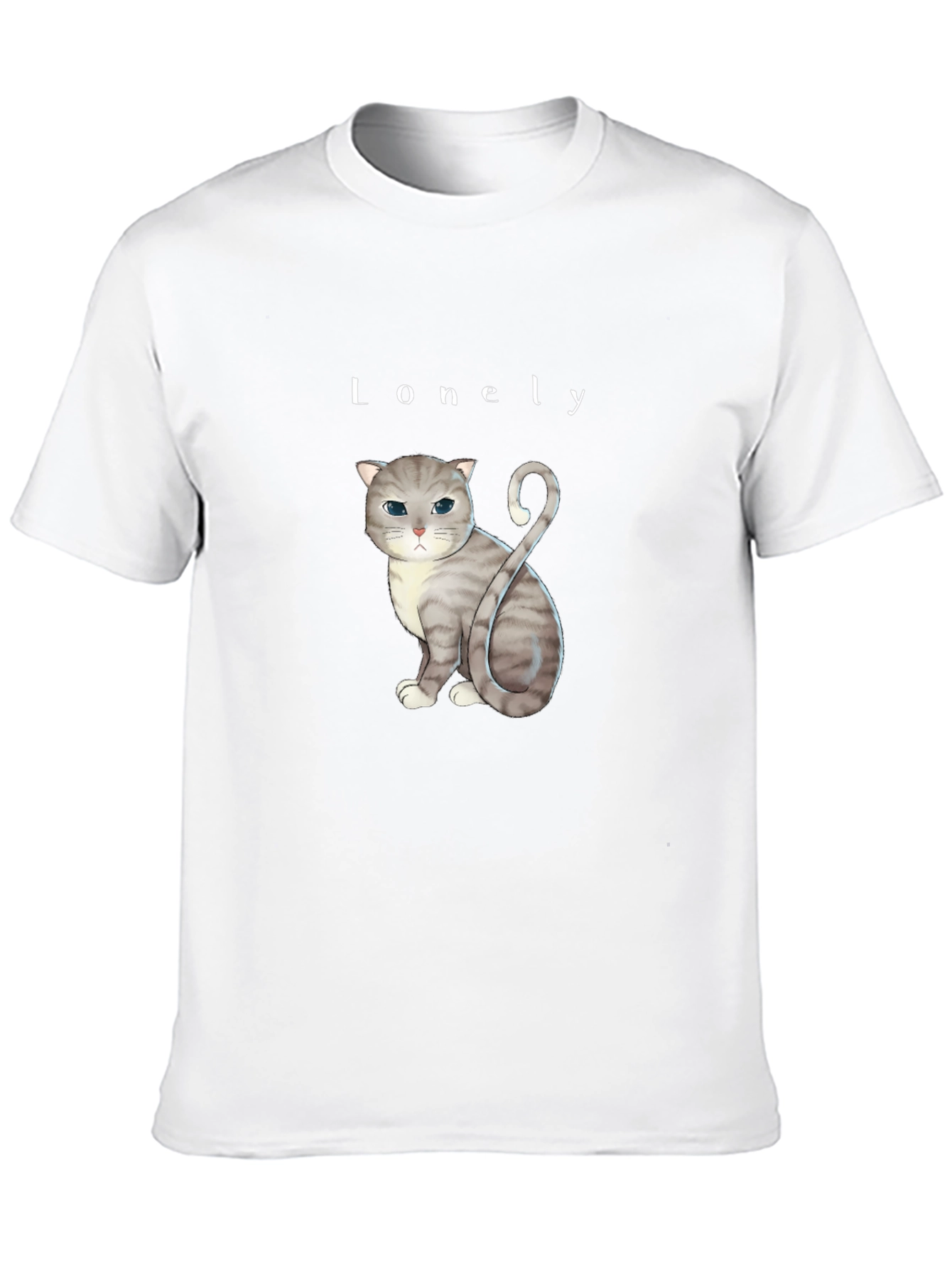 Black Lonely Cat Graphic T-Shirt - Soft Cotton Blend view 10