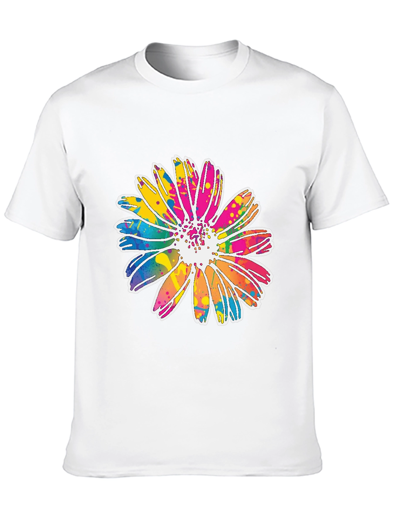 Black Colorful Daisy Graphic Tee - Soft Cotton Blend view 10