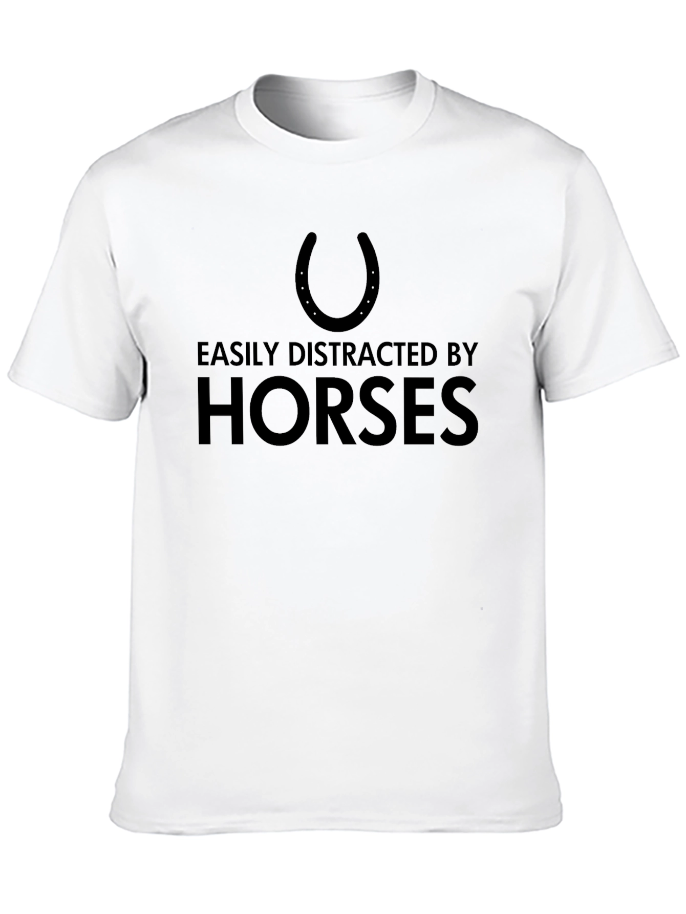 Black Easily Distracted by Horses T-Shirt view 10