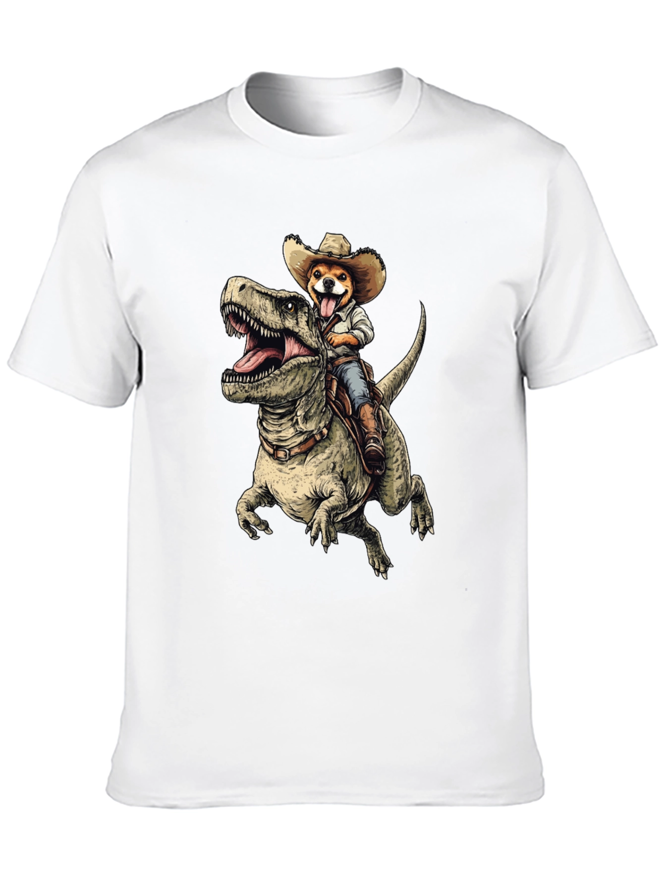 Black Dino Rider Dog T-Shirt - Funny Cowboy Pet Tee view 10