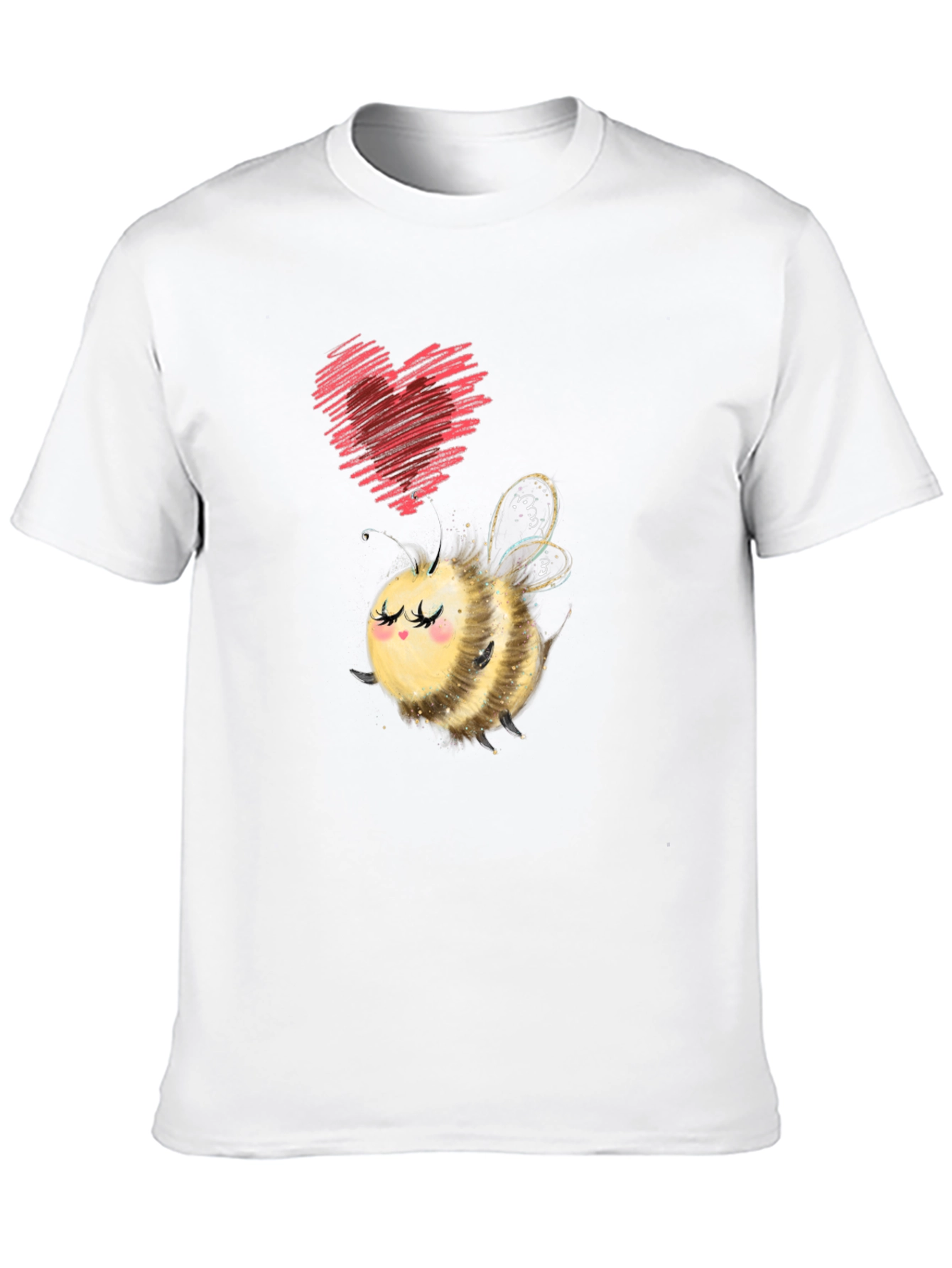 Black Cute Bee & Heart Graphic Black T-Shirt view 10