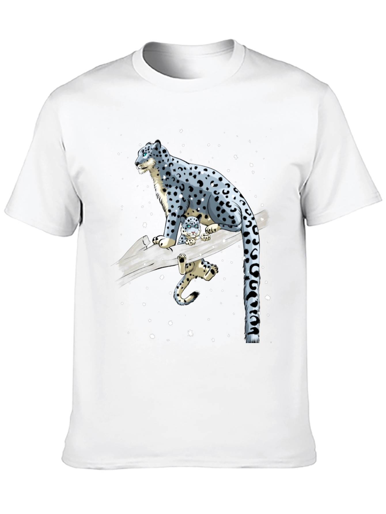Black Snow Leopard Family Black Graphic Tee view 10