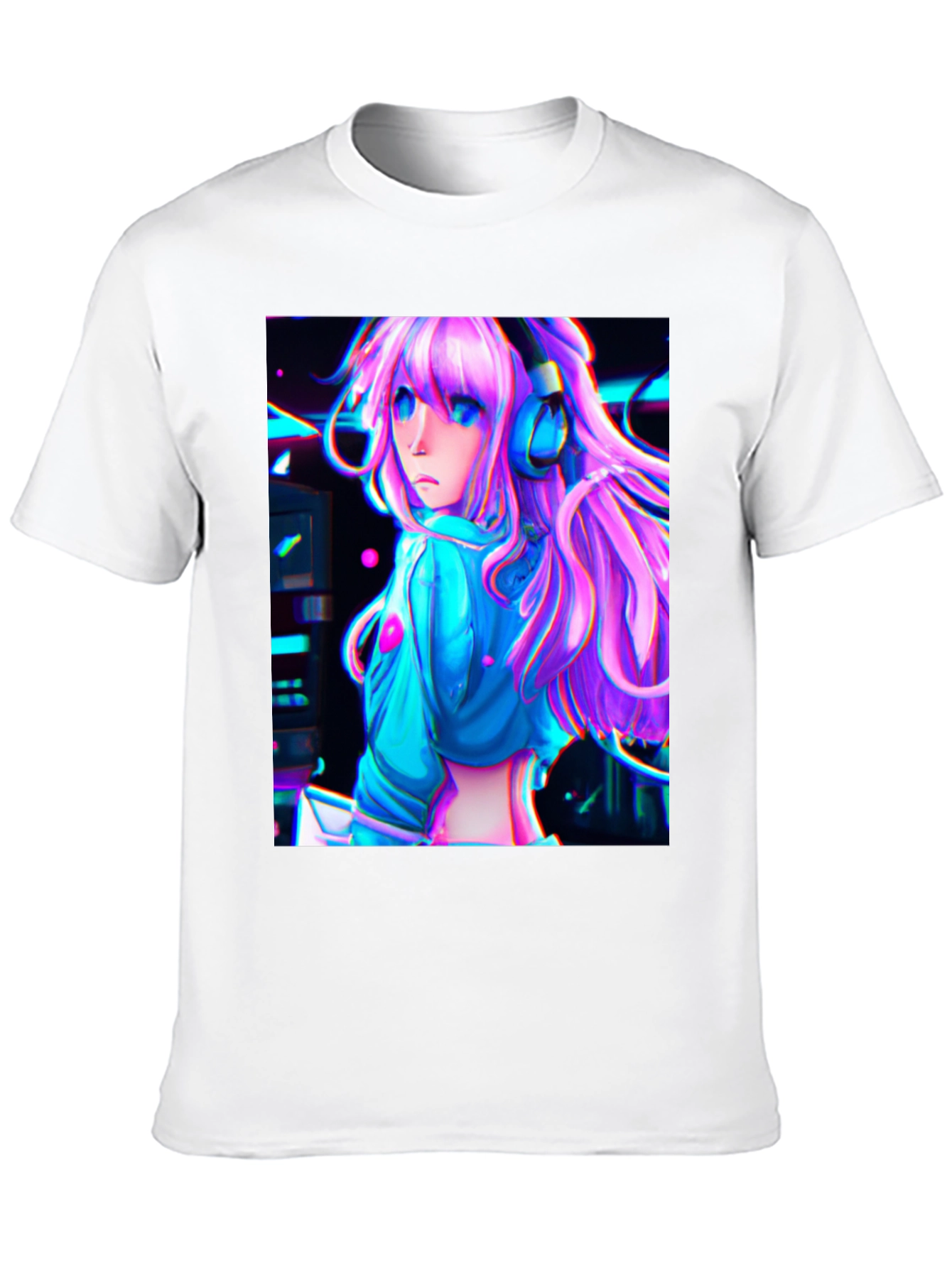 Black Anime Girl Graphic Tee - Black Cotton view 10
