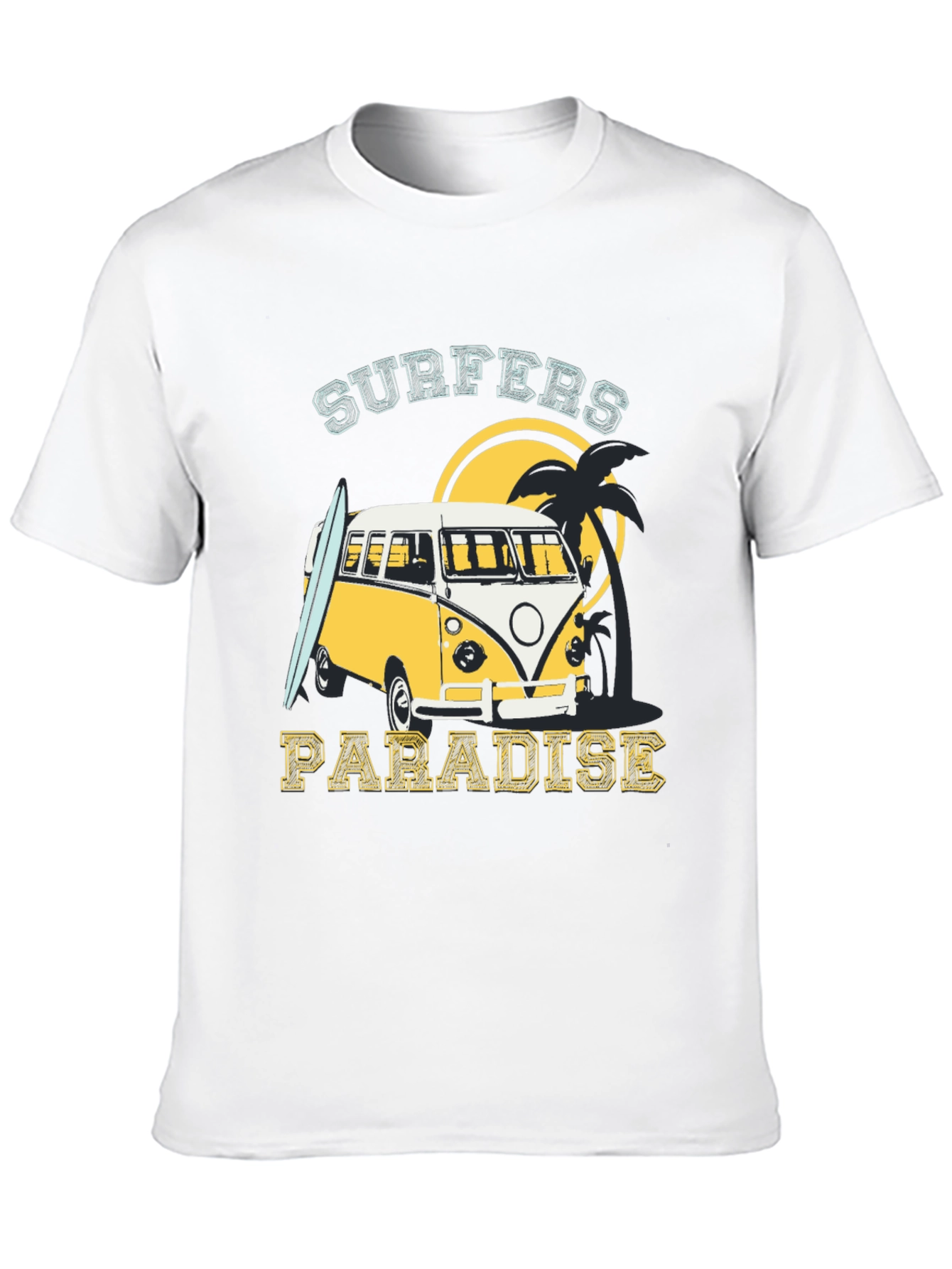 Black Surfers Paradise Tee - Retro Beach Van Design view 10