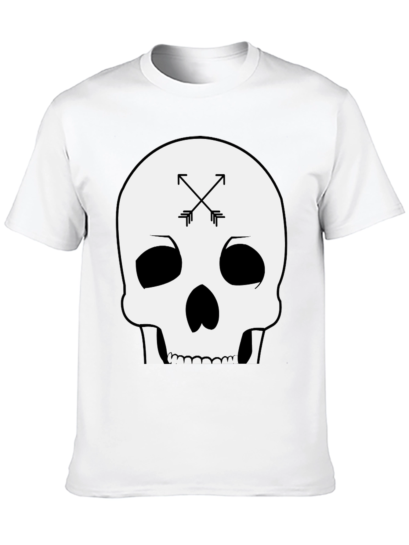 Black Skull & Arrows Graphic Tee - Black Cotton T-Shirt view 10