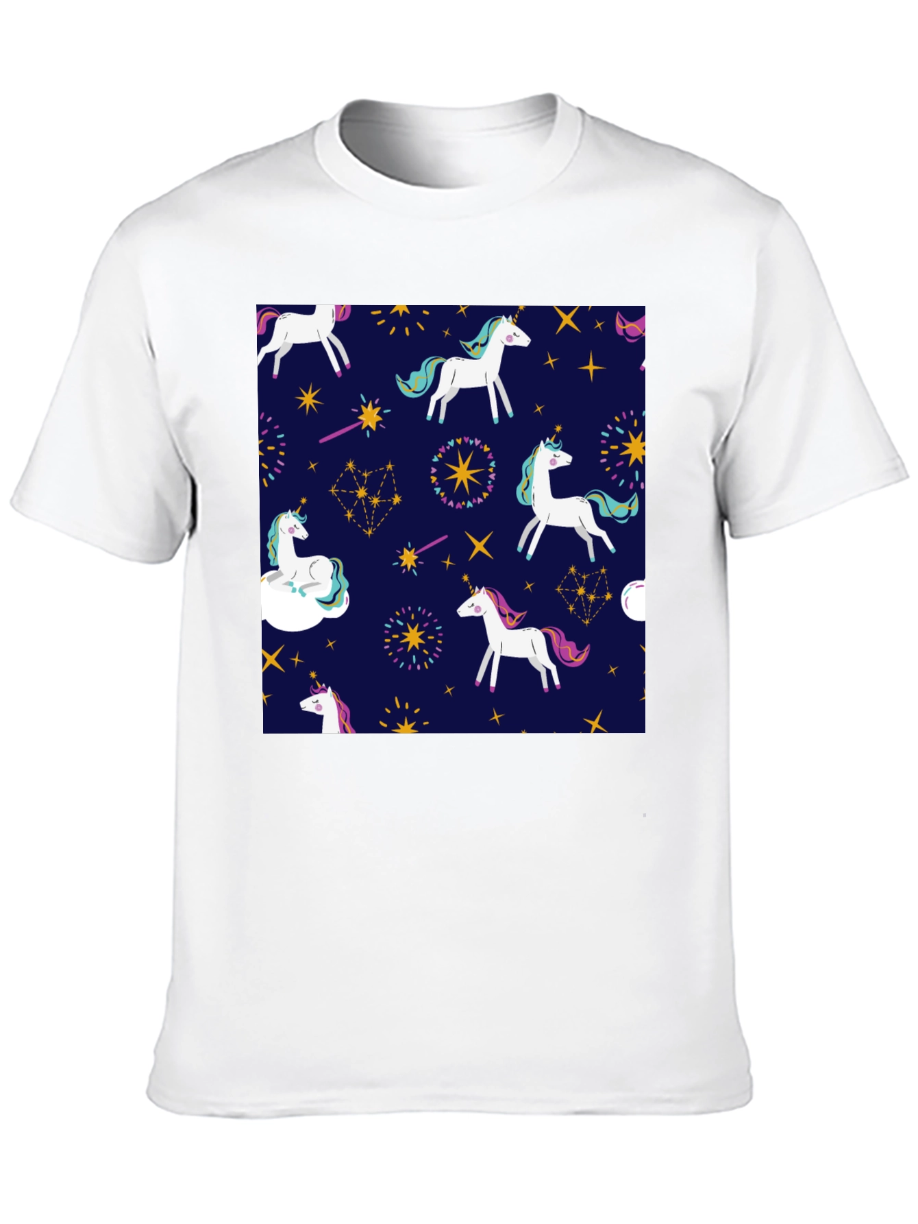 Black Unicorn Pattern Black T-Shirt view 10