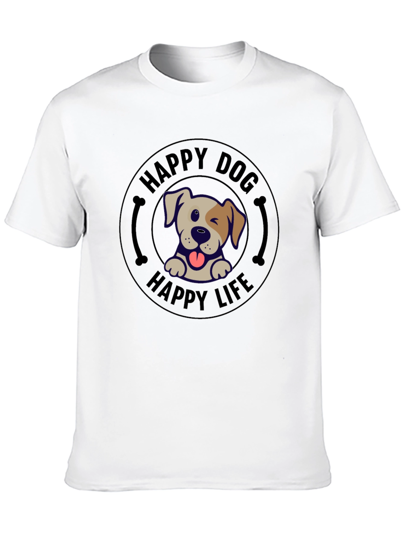 Black Happy Dog Happy Life T-Shirt view 10
