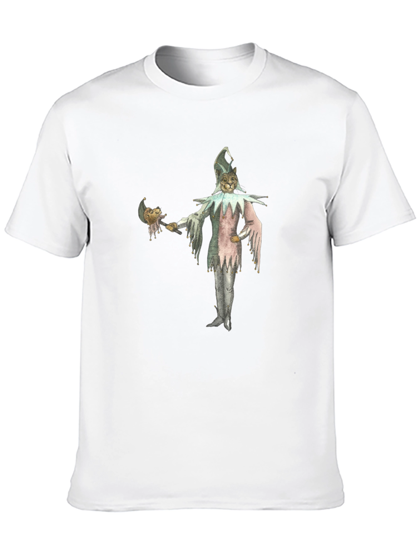 Black Whimsical Cat Jester Graphic Tee view 10