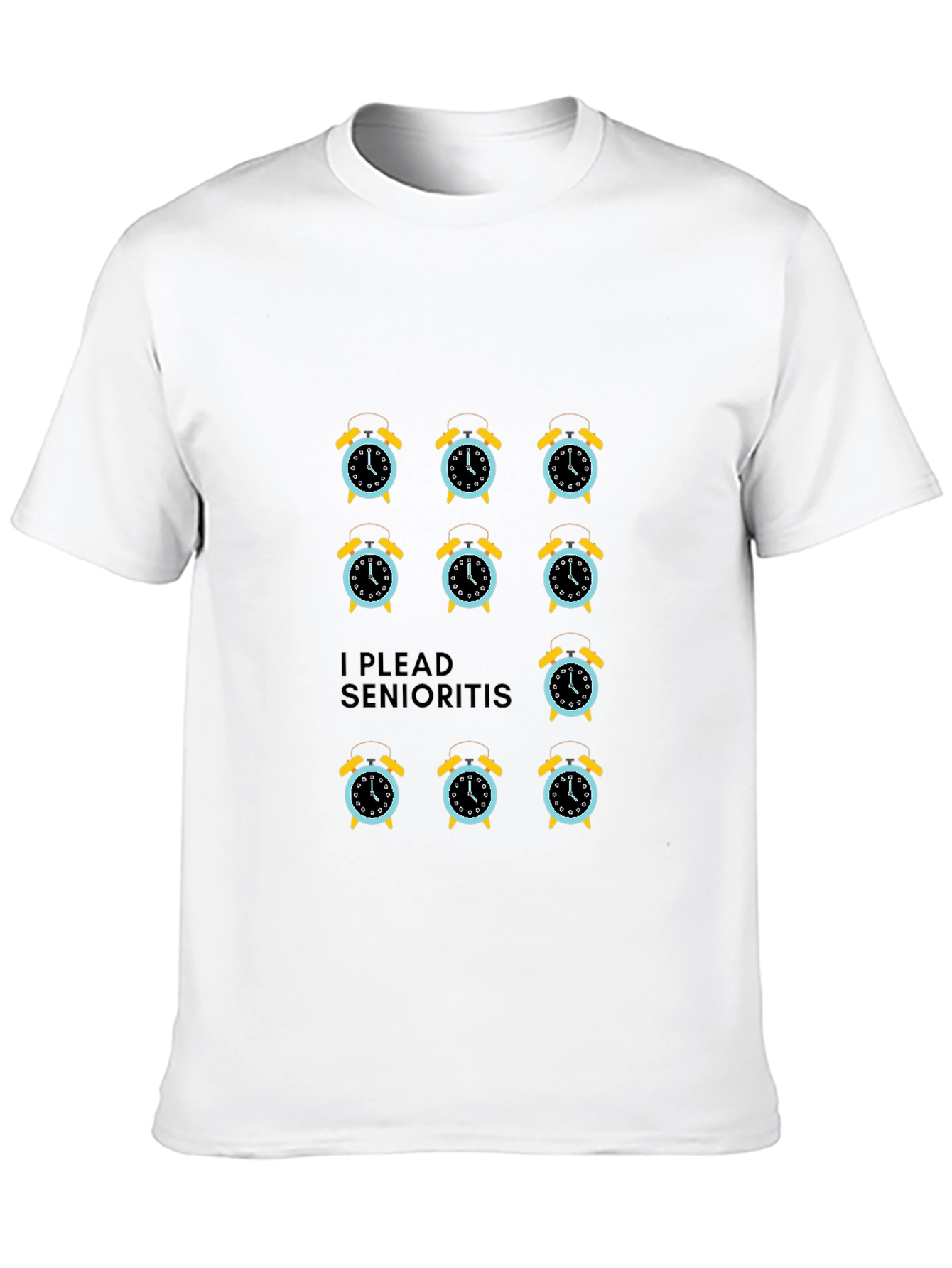 Black I Plead Senioritis T-Shirt - Funny Alarm Clock Design view 10