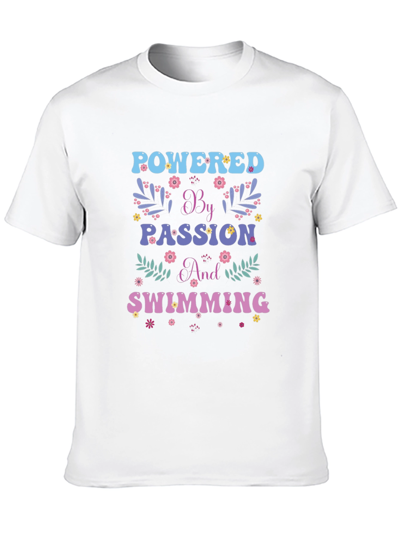 Black Powered by Passion and Swimming Graphic Tee view 10