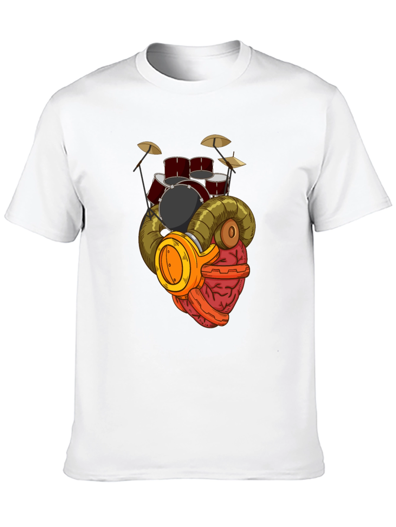 Black Drummer Brain T-Shirt - Music Lover Gift view 10