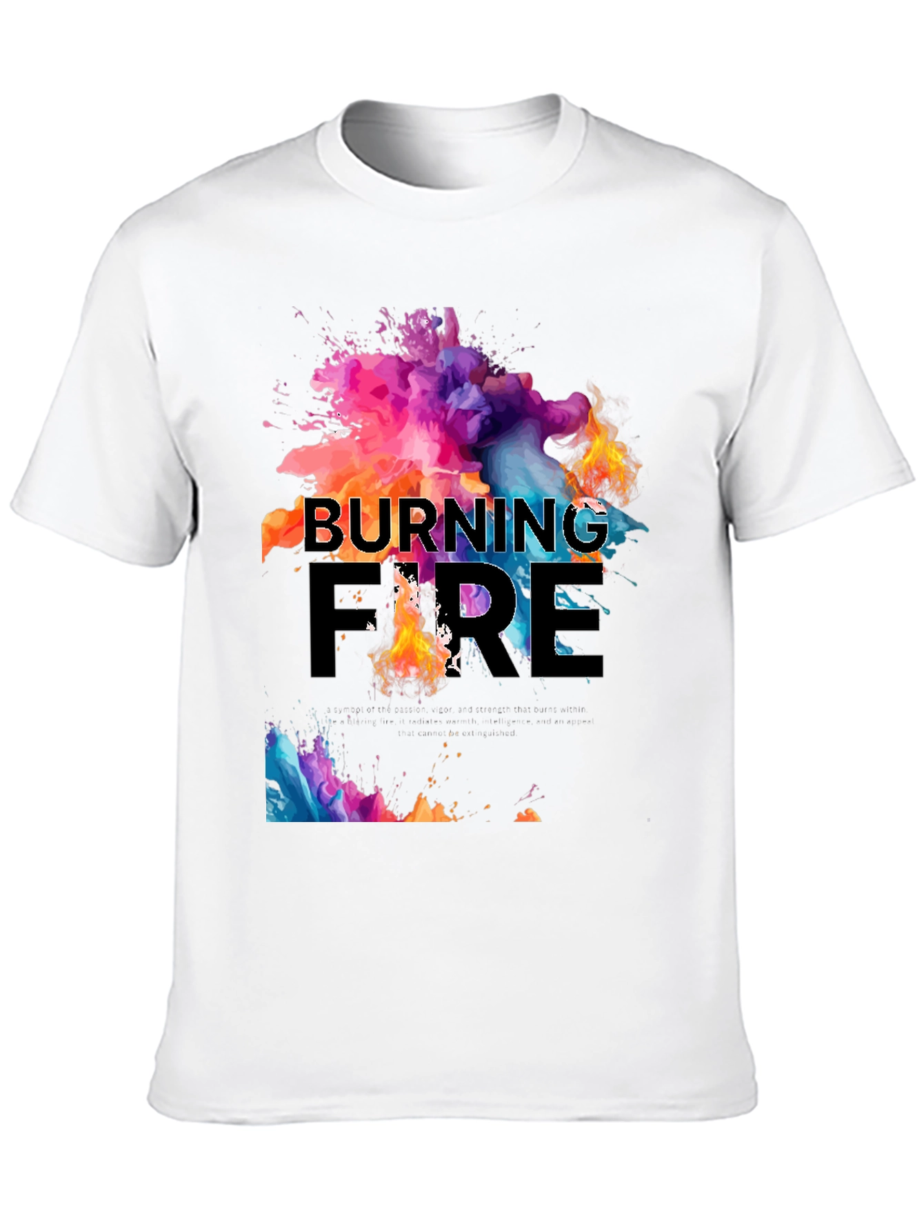 Black Burning Fire Graphic Print T-Shirt view 10