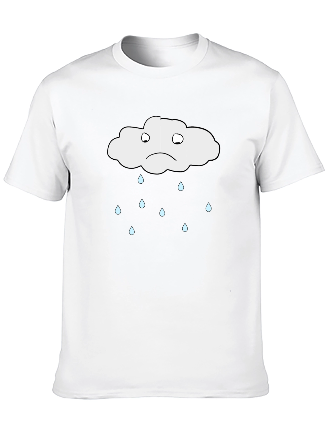 Black Sad Cloud Rain T-Shirt - Soft Cotton Tee view 10