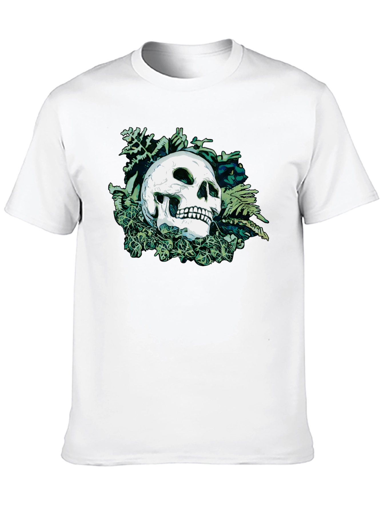 Black Skull & Foliage Graphic Tee - Classic Black view 10
