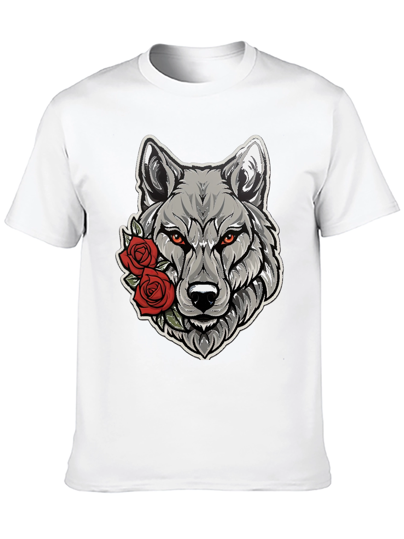 Black Wolf & Roses Graphic Tee - Men's Black T-Shirt view 10