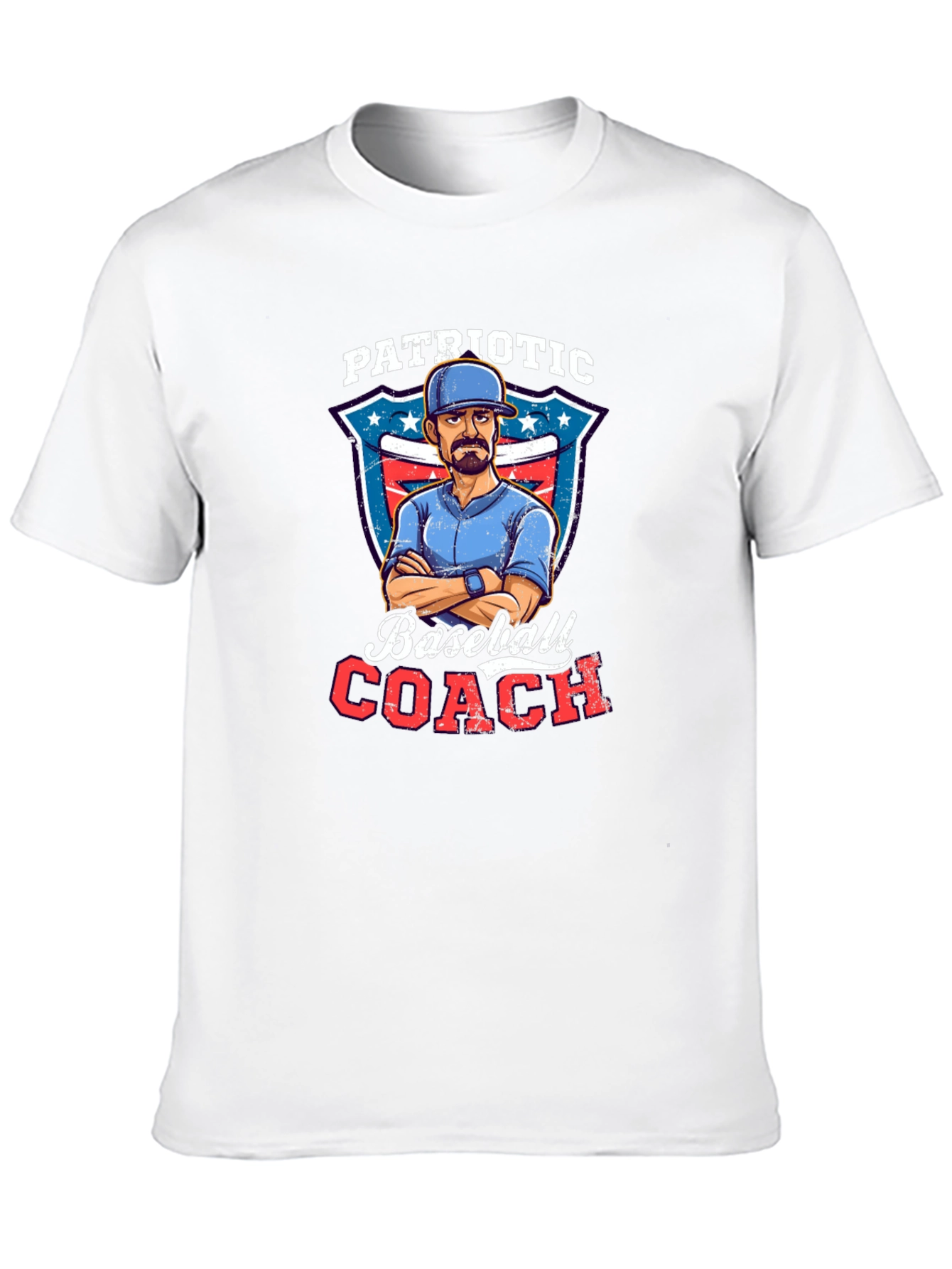 Black Patriotic Baseball Coach Graphic Tee view 10
