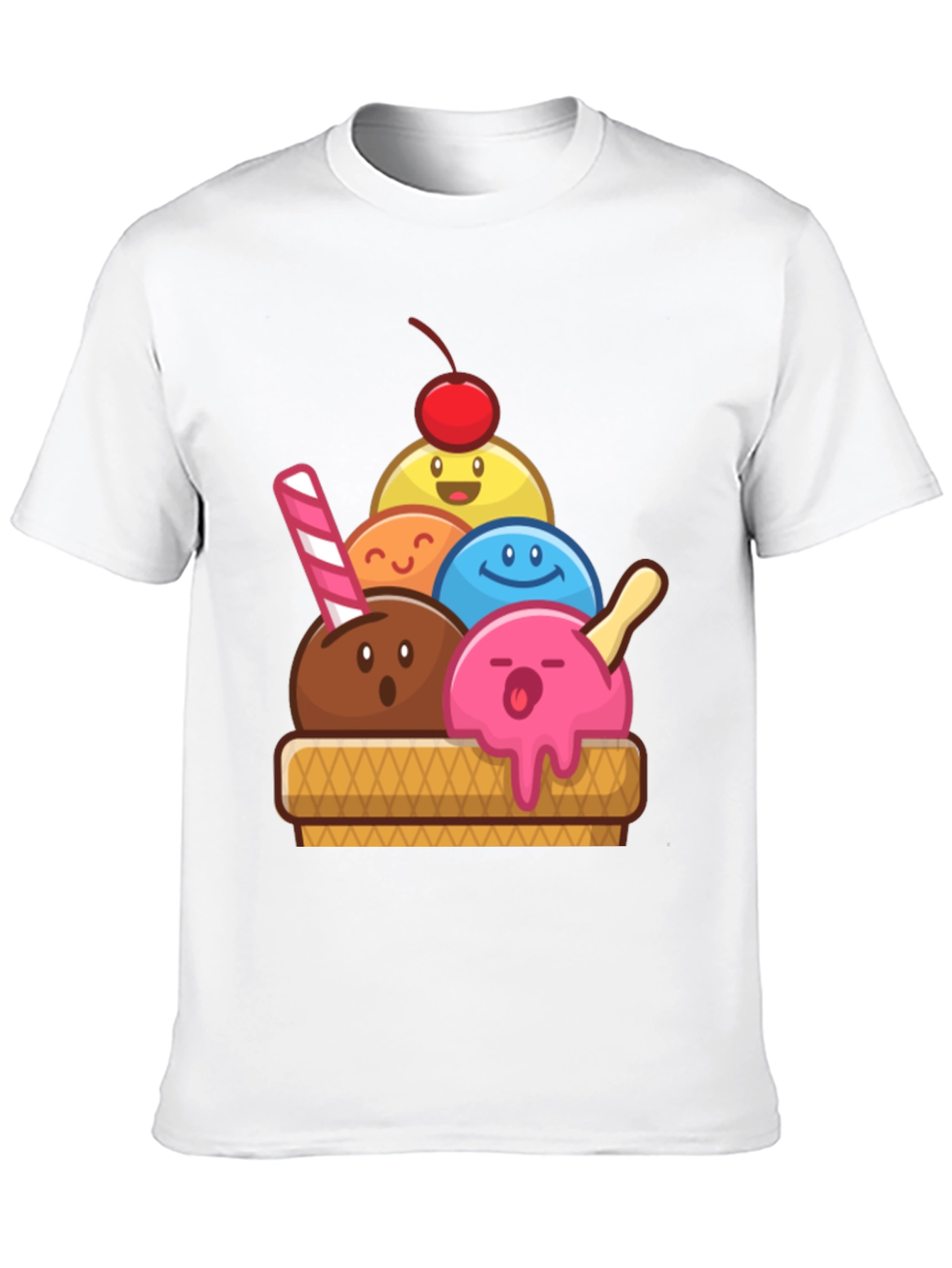 Black Cute Ice Cream Cartoon Graphic Tee view 10