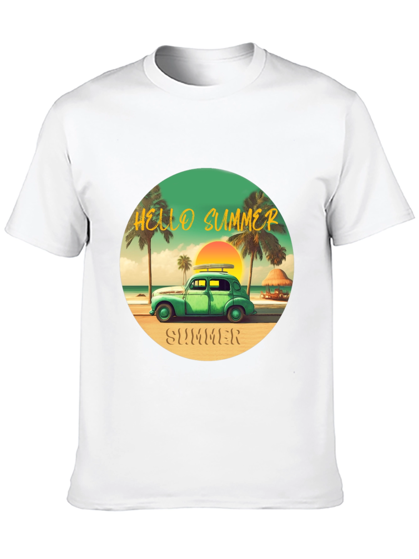 Black Summer Beach Car T-Shirt view 10