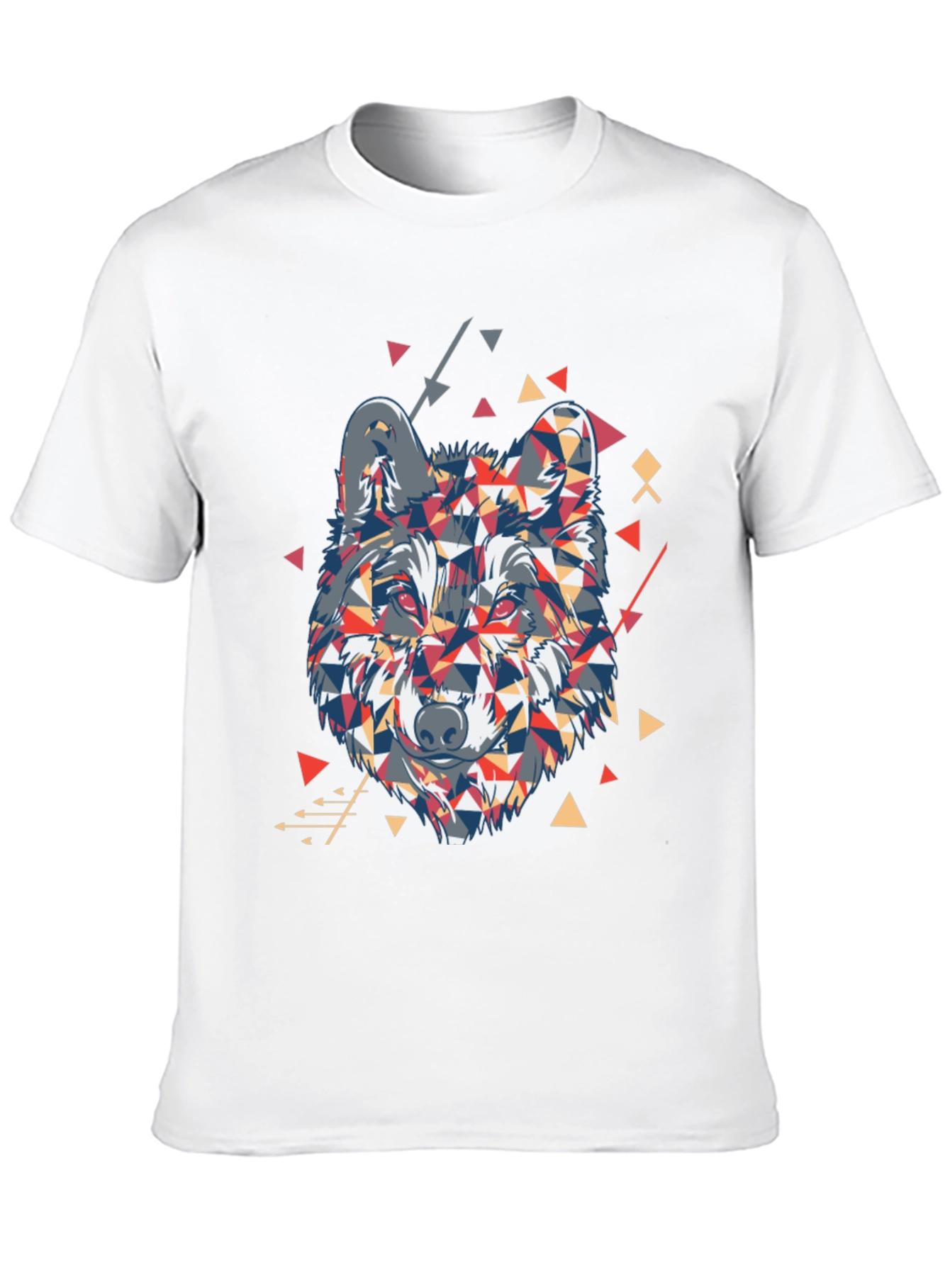 Black Geometric Wolf Graphic Black T-Shirt view 10