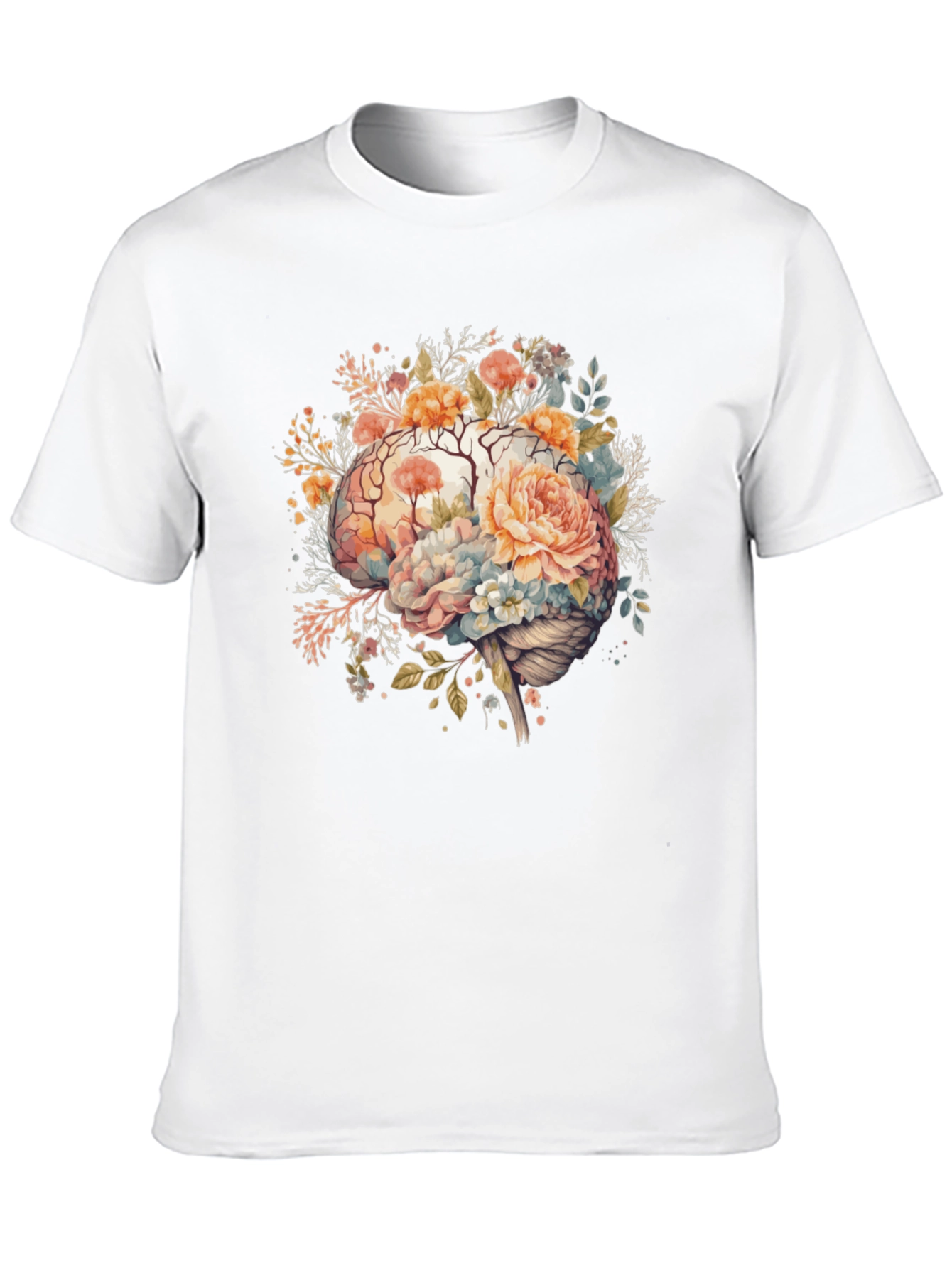 Black Floral Brain Graphic Tee - Stylish Mindful Design view 10