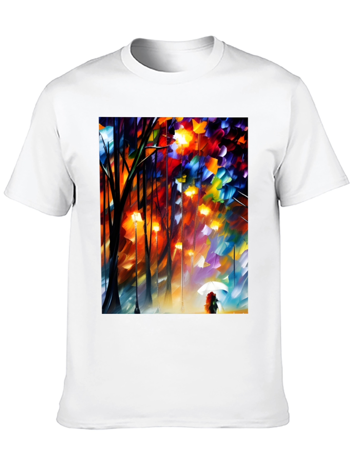 Black Artistic Autumn Rain T-Shirt - Expressive Palette Knife Design view 10